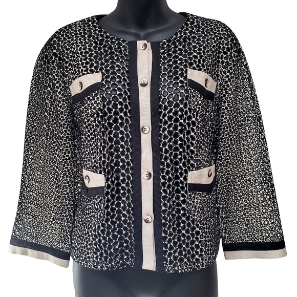 Per Se perforated embroidered jacket size US 14 - Picture 1 of 6